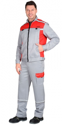 Костюм "Стажёр" куртка с п/к серый с красным