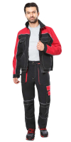 Костюм АГАТ куртка, брюки черный с красным пл. 260 г/кв.м. ВО отделка